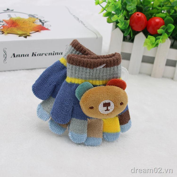 Găng tay len xỏ ngón dành cho bé trai, bé gái mùa đông 0-2 tuổi - Sơ sinh