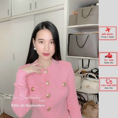 Áo len nữ dai tay cổ tròn cúc ngực ulzzang Hàn Quốc mùa thu đông