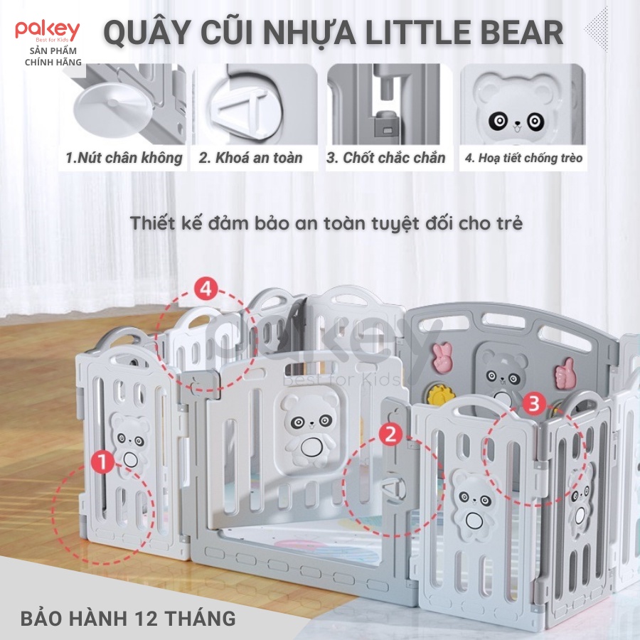 Quây cũi nhựa Little Bear Tặng THẢM + BÓNG, bộ quây cũi cho bé an toàn dày dặn chắc nịch NEW