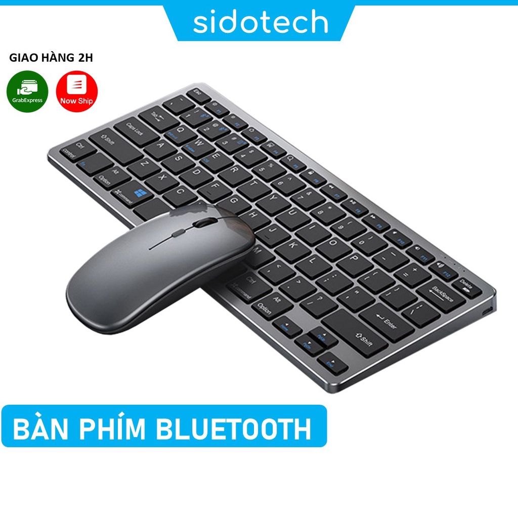 Bàn phím không dây mini SIDOTECH V780B bluetooth cho laptop macbook ipad điện thoại sạc pin 1 lần dùng 30 ngày
