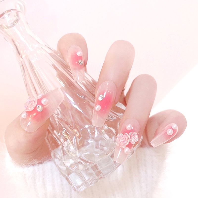 [TẶNG 3 PHỤ KIỆN] BỘ MÓNG TAY MÓNG TAY GIẢ NAILBOX MẪU X CAO CẤP ĐÍNH ĐÁ SANG TRỌNG.