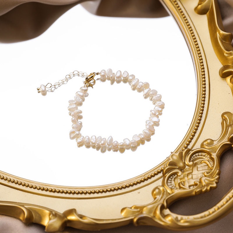 Vòng tay đính ngọc trai giả hình hoa tinh tế vintage cho nữ