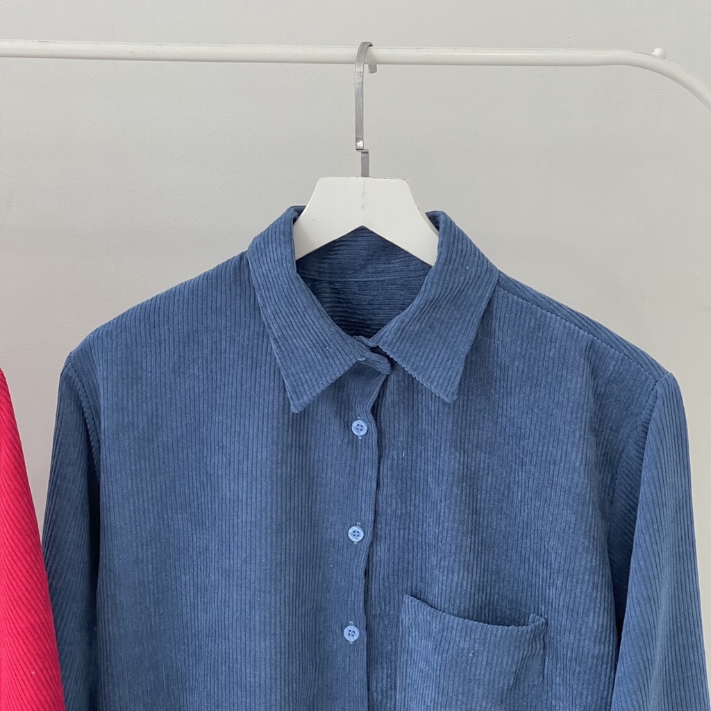 Áo sơ mi tay dài RIBBY gân tăm form rộng unisex nam nữ (Ảnh thật/Có sẵn) | BigBuy360 - bigbuy360.vn