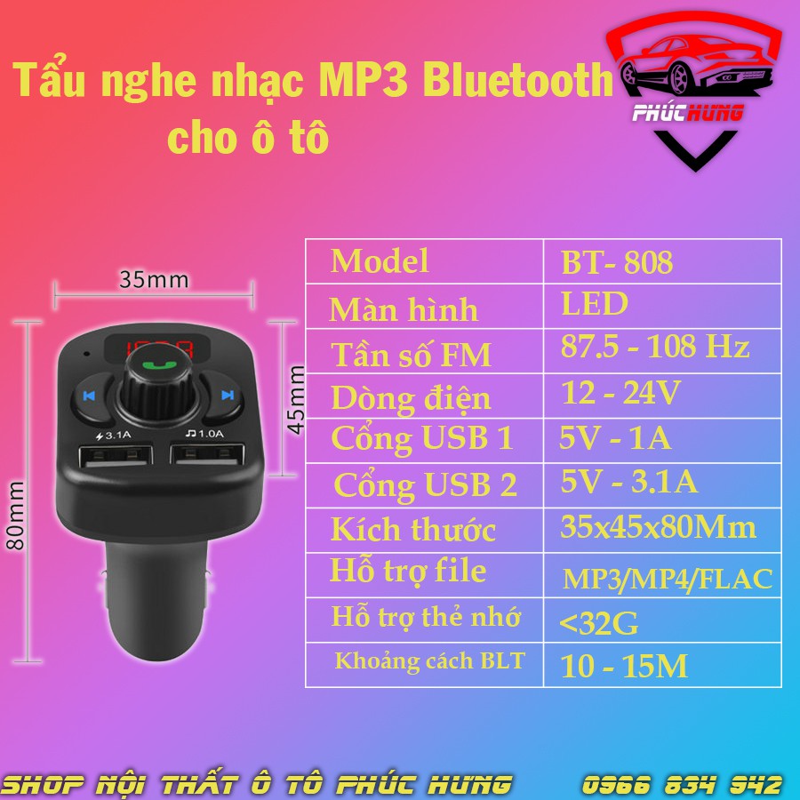 Tẩu Nghe Nhạc Mp3 Bluetooth - BT 808