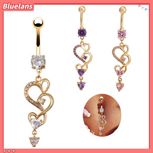Khuyên rốn dáng dài tạo hình trái tim đính đá thời trang