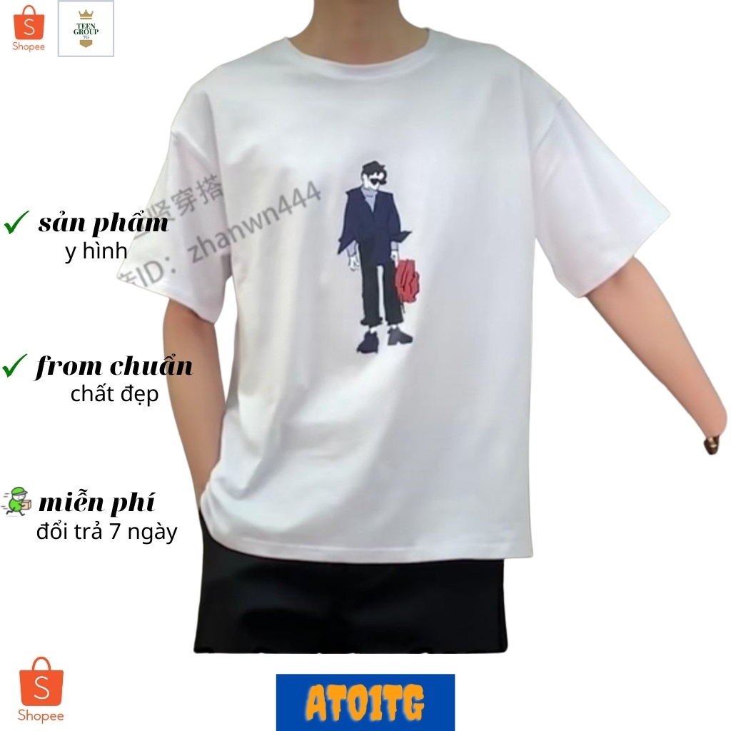 Áo thun nam tenji store ad01 cotton lạnh tay lỡ form rộng full size trắng lãng tử giá gốc tận xưởng mẫu mới (44 - 70kg)