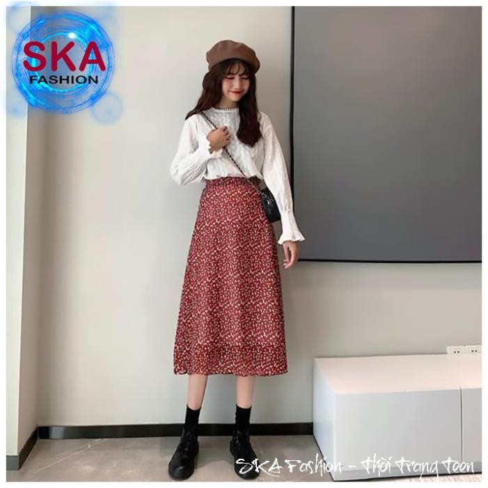 Chân Váy Vinage Dáng Dài Hoa Nhí Chất Voan 2 Lớp Ulzzang Hàn Quốc - SKA | BigBuy360 - bigbuy360.vn