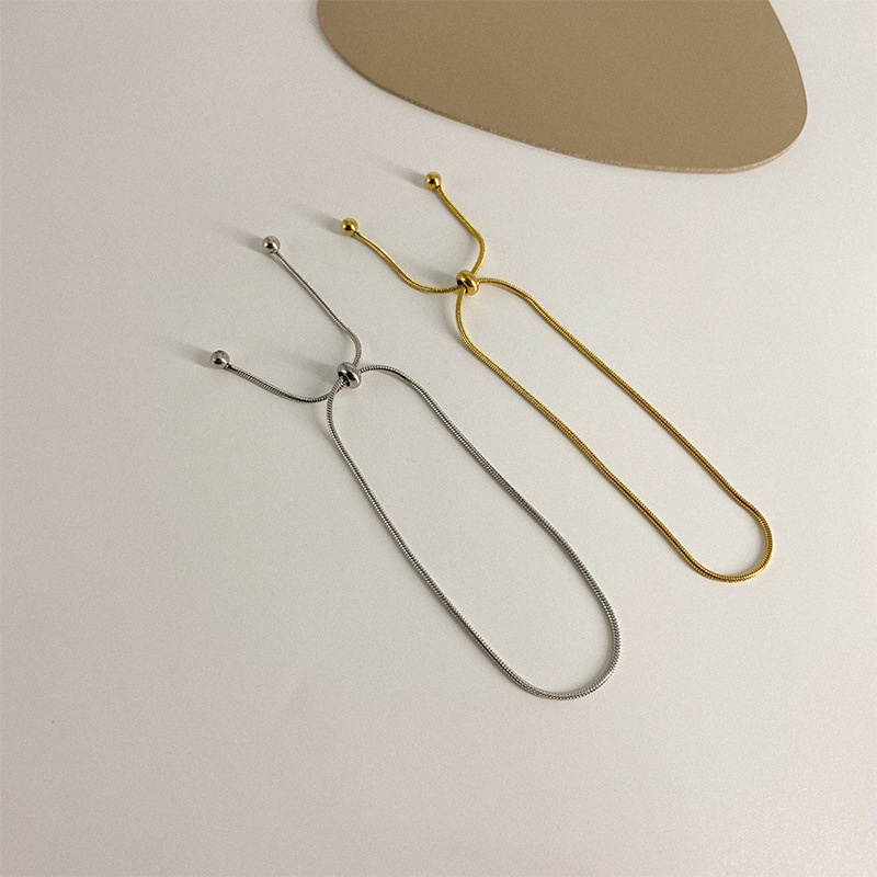 Vòng Tay titan không gỉ kiểu dáng basic, thiết kế dây rút độc đáo Her Accessories TT4