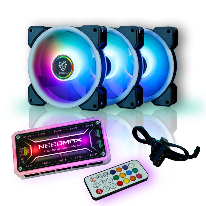 (xã kho 3 ngày )Bộ Kit 3 Fan NeedMax Led RGB + Hup + Remote có led rgb fan led rgb needmax