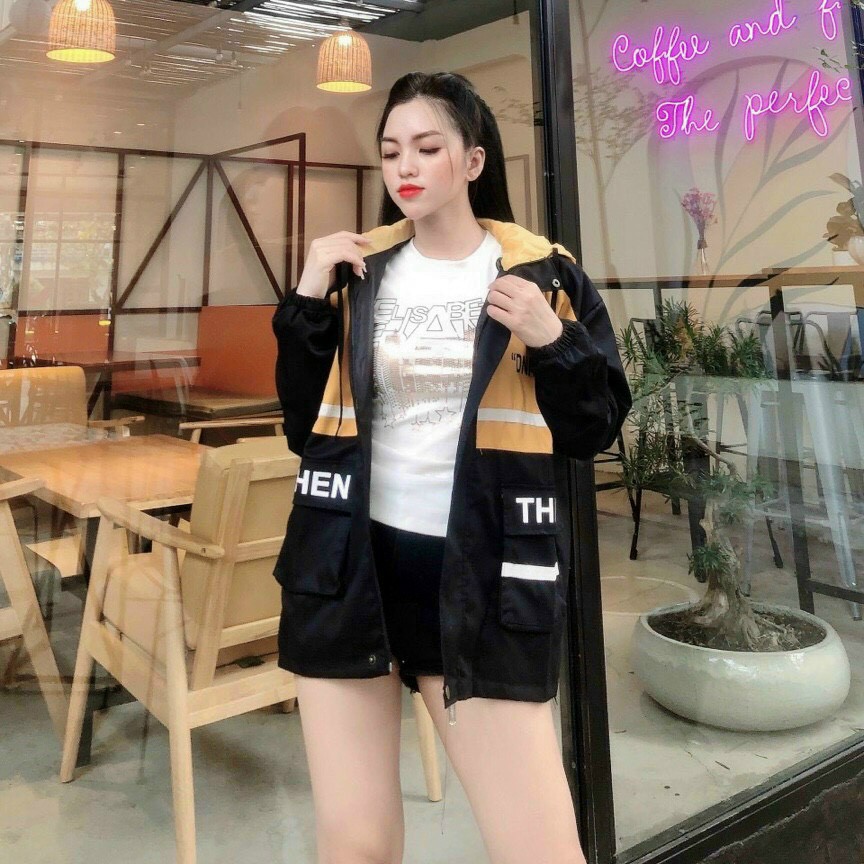 [Ảnh Thật] Áo Khoác Kaki Hộp Nữ In Chữ DISTING Free Size 70kg AK156 TD Fashion