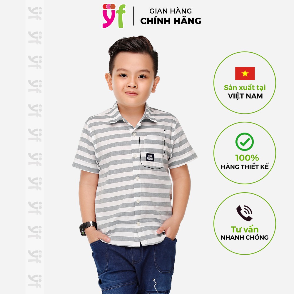 Sơ mi sọc cho bé trai YF tay ngắn, chất cotton mềm mát, lên form cực chuẩn &amp; sang 9AY503