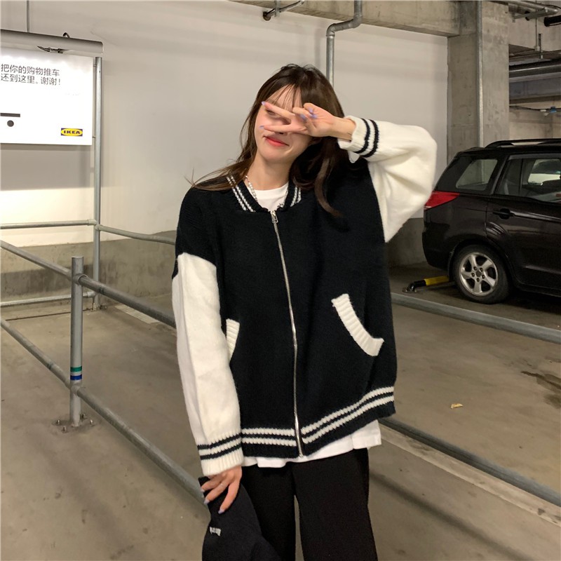 (A1006) áo khoác len cardigan dáng bóng chày freesize 2 màu | BigBuy360 - bigbuy360.vn