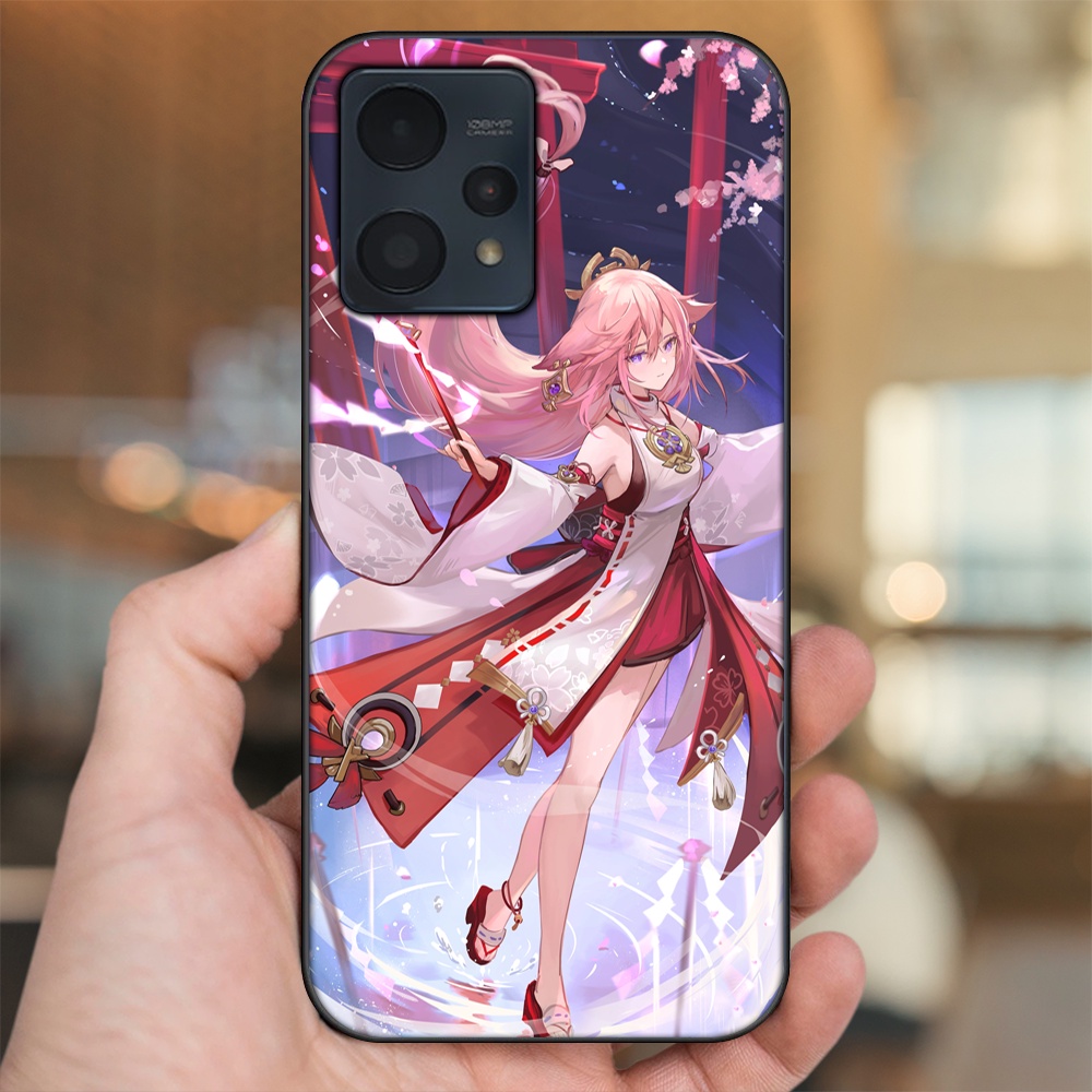 Ốp lưng Realme 9, 9 Pro, 9 Pro Plus viền đen in hình Yae Miko Genshin Impact
