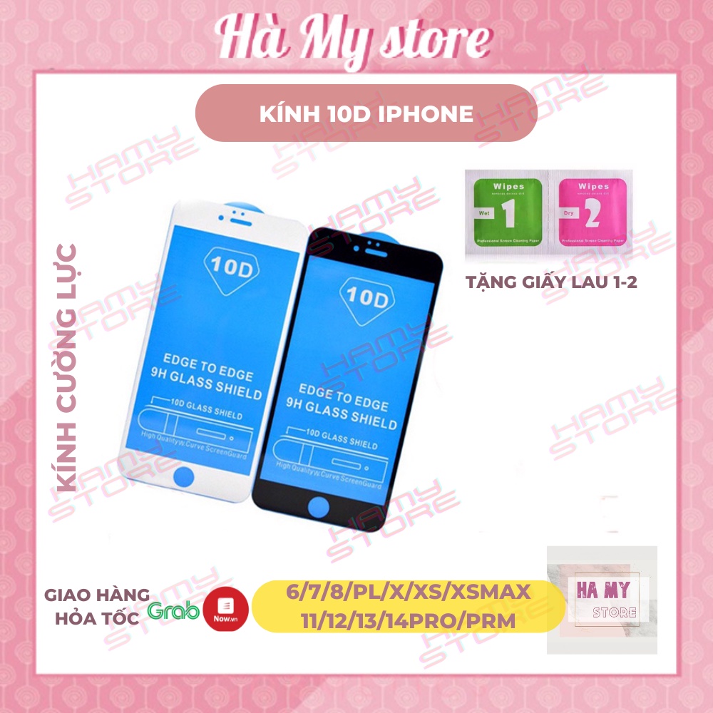 COMBO 3 KÍNH CƯỜNG LỰC 10D FULL MÀN IP ĐỦ DÒNG MÁY 6/7/6+/7+/8+/X/XS MAX