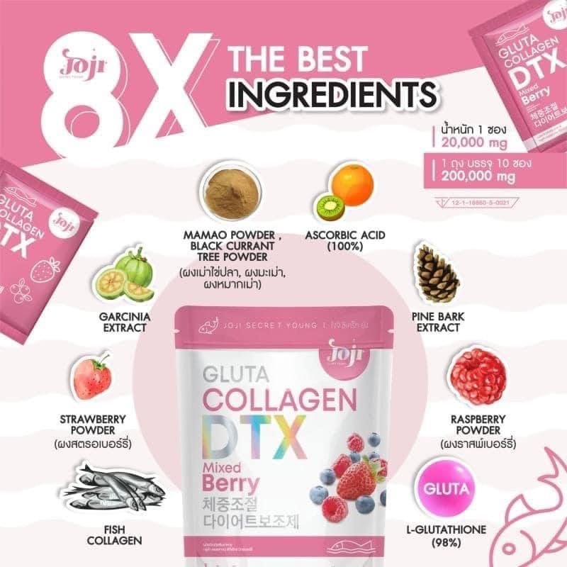Detox giảm cân khử mỡ đẹp da trái cây GoJI Secret Young Gluta Collagen DTX Mixed Berry Thái Lan