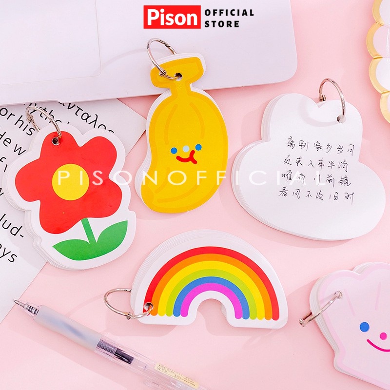 Flashcard Giấy ghi chú Còng icon dễ thương Pison, giấy note 50 tờ 7.5*9cm – SP0393 – 1 tệp