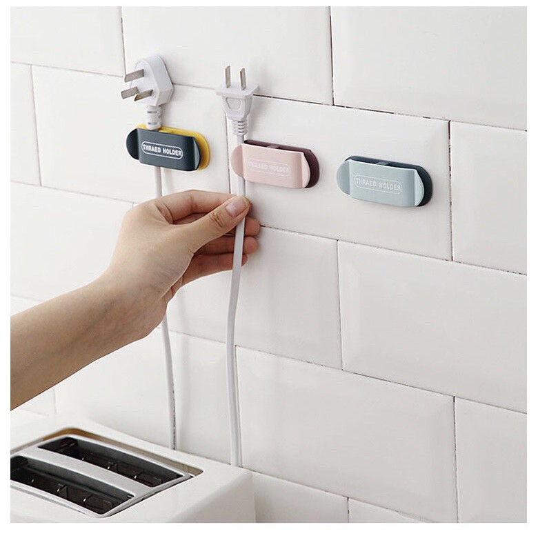 Móc Dán Tường Treo Phích Cắm, Ổ Cắm Cáp SạcGIADUNGTONGKHO1Kẹp Dây Điện Đa Năng Siêu Chắc - Hộp 4 cái, Nhựa ABS Cao Cấp