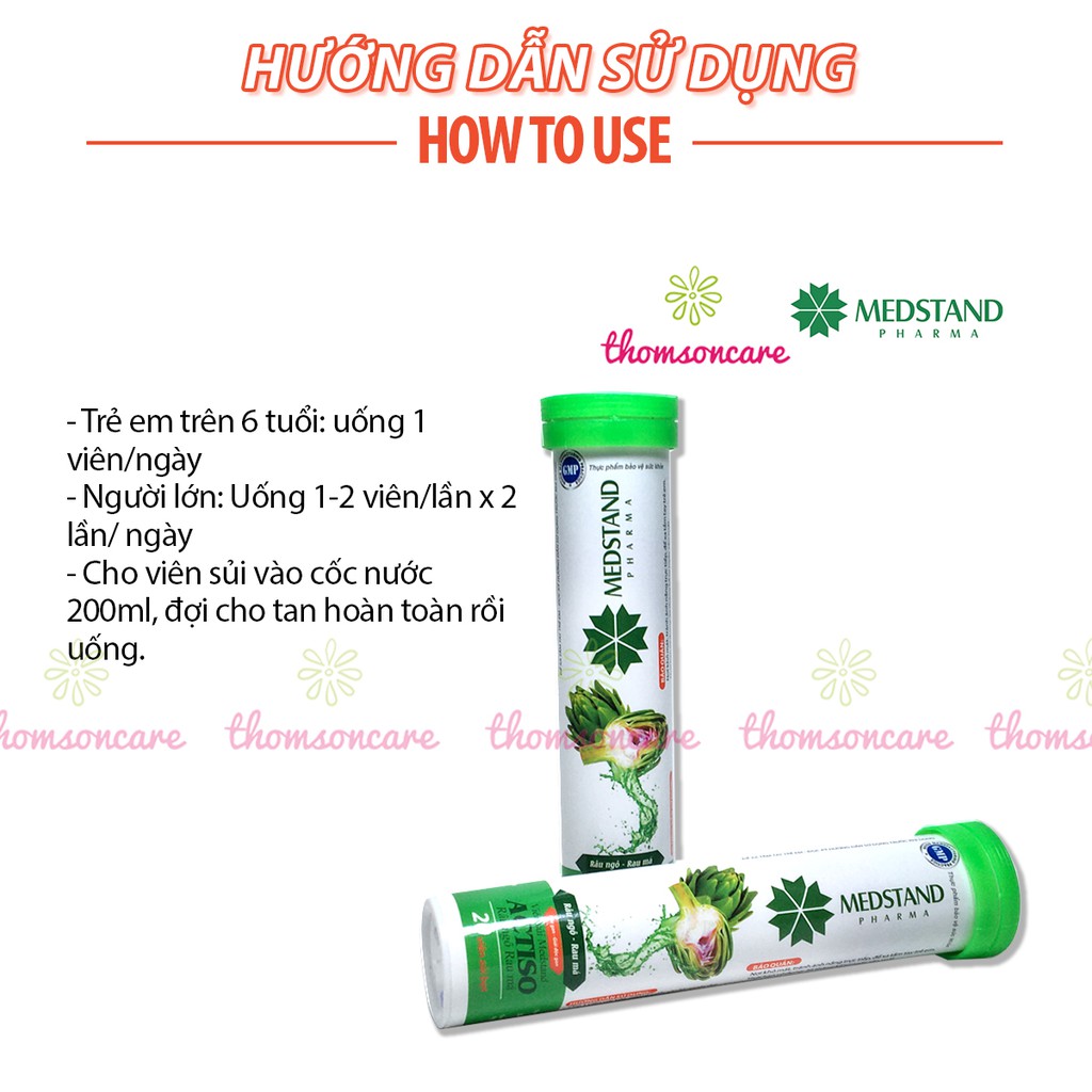 Viên sủi Actiso, Râu ngô, Rau má Medstand - Giúp giải độc gan, thanh nhiệt, làm nước giải khát  - Tuýp 20 viên | BigBuy360 - bigbuy360.vn