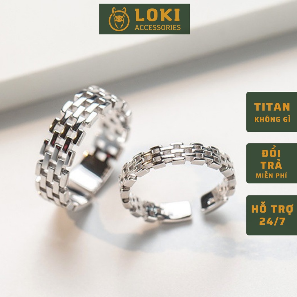 Nhẫn nam nữ tròn Loki Accessories màu bạc thời trang chất Titan đẹp đơn giản không gỉ - Nhẫn đôi Las Ring