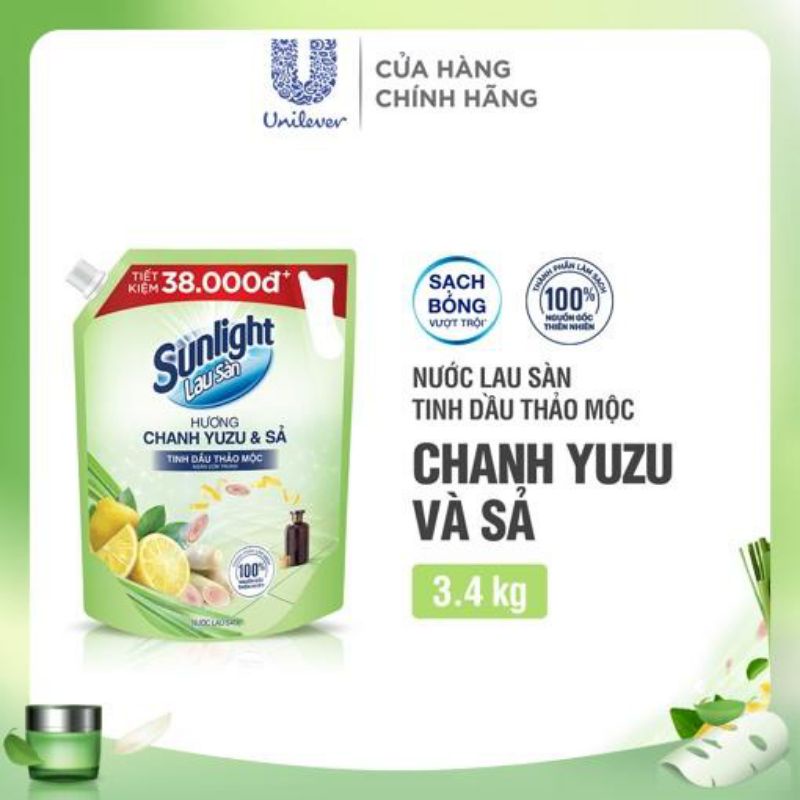 Nước Lau Sàn Sunlight Thảo Mộc Túi 3.6 Kg