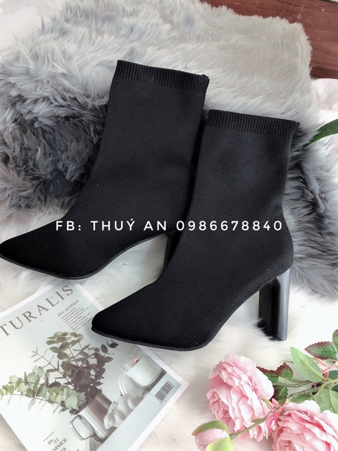 Bốt len cao cổ gót 9cm ⚡️ANDU STORE⚡️