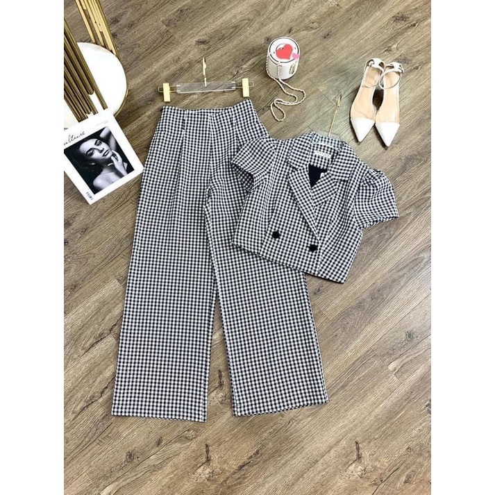 (50 - 90 KG) ÁO CARO COPTOP MIX CÙNG QUẦN ỐNG RỘNG LƯNG CAO, CHẤT BỐ LINEN CAO CẤP, THANH LỊCH SANG TRỌNG XUỐNG PHỐ
