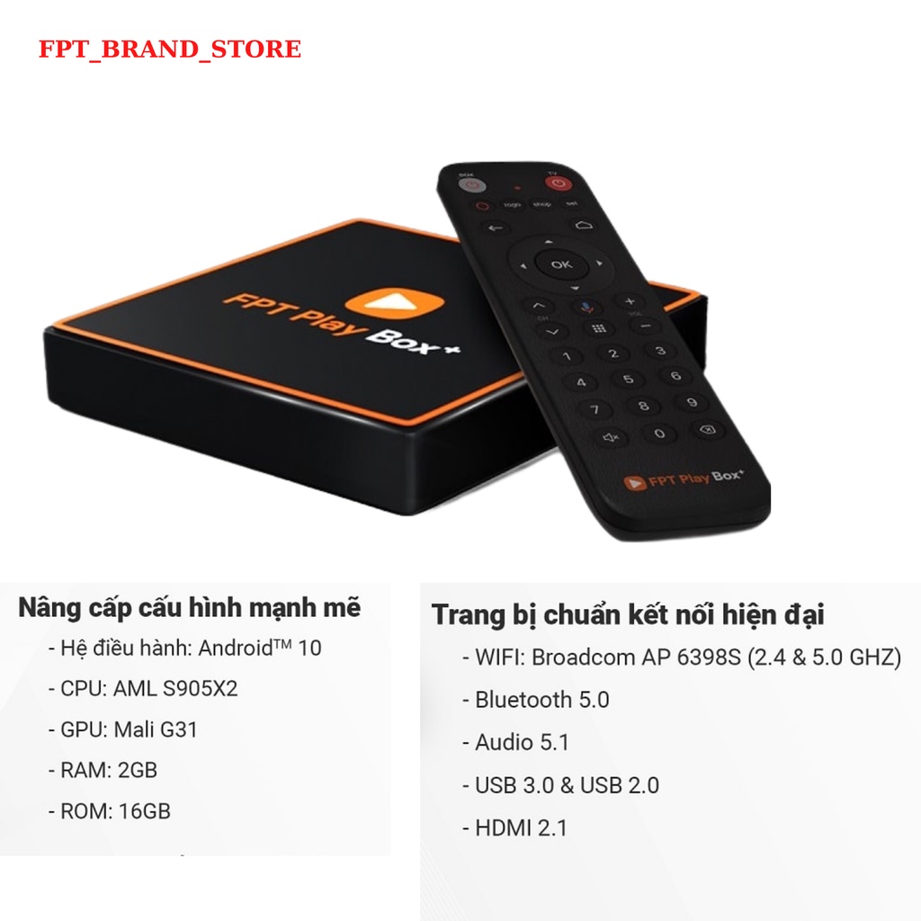 FPT PLAY BOX+ 2020 FPT TELECOM Mode 550 Android TV + 4K RAM 2GB Tích Hợp Điều Khiển Giọng Nói Từ Xa.