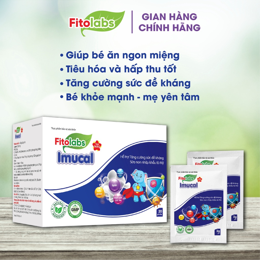 Cốm Tăng Đề Kháng Cho Bé Fitolabs Imucal Giúp Kích Thích Vị Giác, Ăn Ngon Miệng, Hấp Thu Tốt Khỏe Mạnh Hộp 20 Gói FITO4