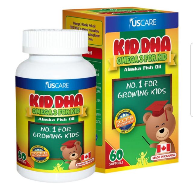 Kid DHA Omega 3 cho bé giúp phát triển trí não, mắt sáng khỏe Giúp bé tăng khả năng tập trung Hỗ trợ phát triển thị lực.