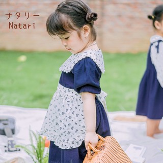 Natari Kids - Váy Thiết Kế Linen Xanh Hoa Nhí Vintage Cho Bé Gái Mùa Hè - Fallen Alice Dress