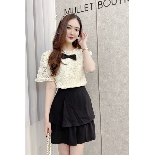 Áo ren nổi cổ bèo thời trang nữ made by Mullet