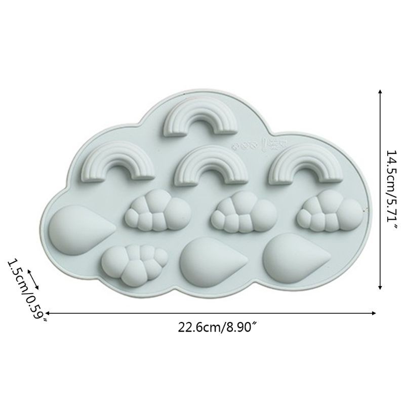 Khuôn Silicone 11 Ngăn Tạo Hình Đám Mây / Cầu Vồng / Đám Mây / Kẹo Đường Trang Trí Bánh