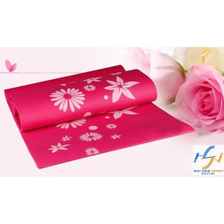 Thảm tập Yoga hoa văn màu hồng đậm kèm túi đựng