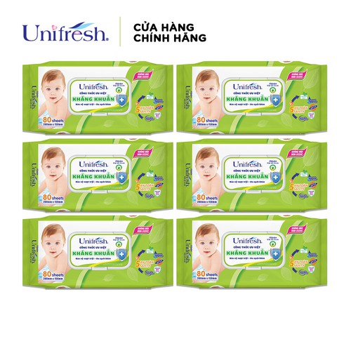 Combo 6 khăn ướt Unifresh baby Aloe Vera