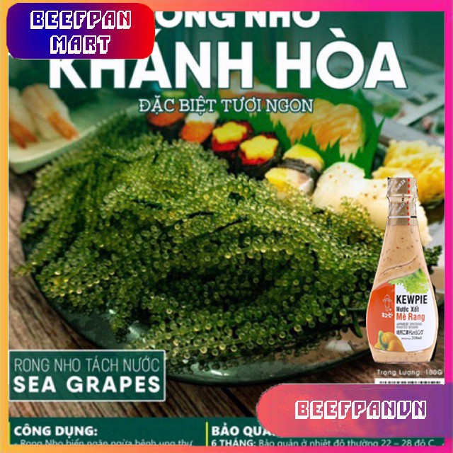 Combo 25 Bịch Rong Nho Tách Nước Khánh Hoà 25Gr + 1 Chai Mè Rang 210ml - Công Nghệ Tách Nước Tiêu Chuẩn Nhật Bản