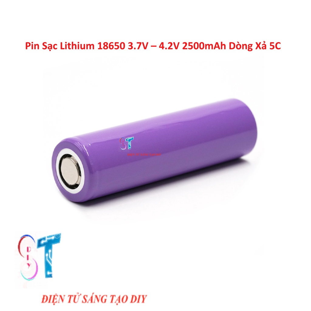 Pin Sạc Lithium 18650 3.7V – 4.2V 2500mAh Dòng Xả 5C