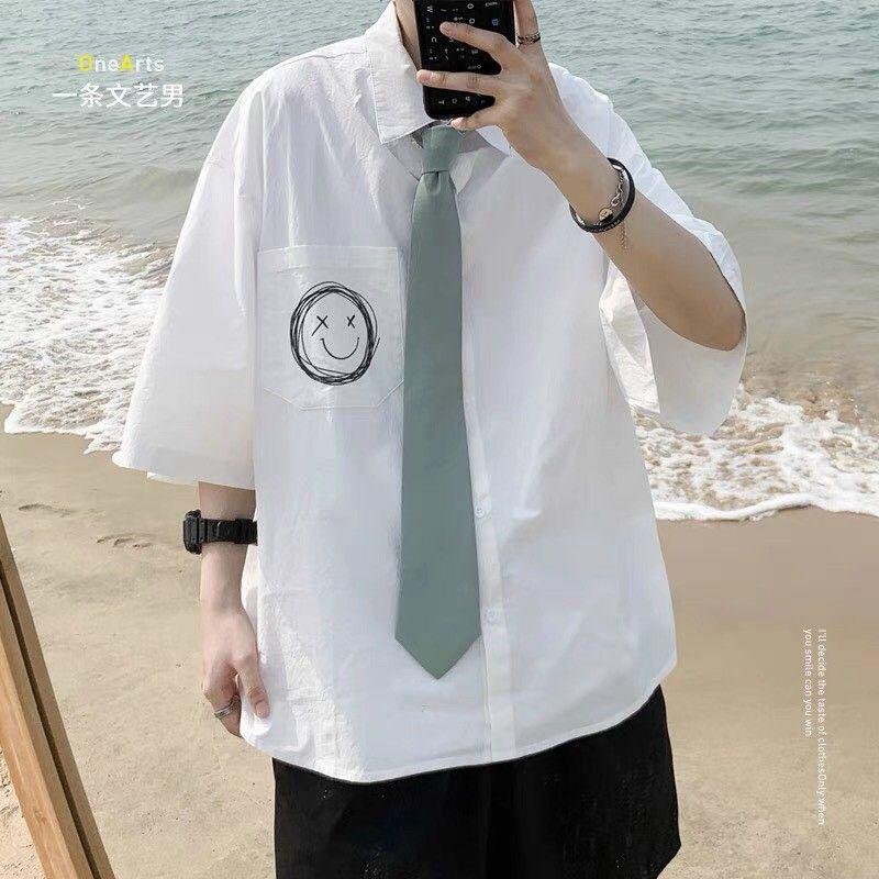 Áo khoác sơ mi unisex ngắn tay chất kaki phong cách Hàn kèm video