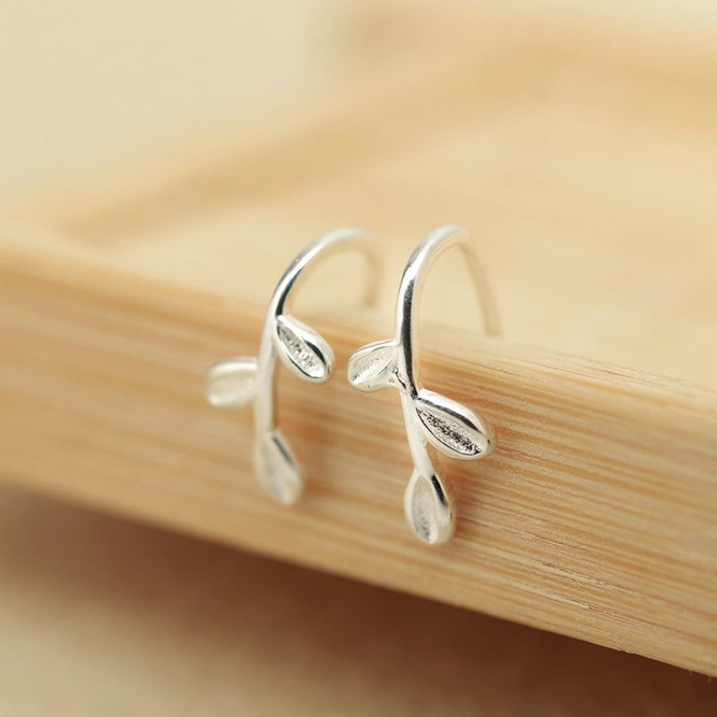 Hoa tai bạc S925 - Bông tai nữ bạc Ý đeo 2 kiểu hình cây Threeleaves dễ thương Zaza accessories KT8003