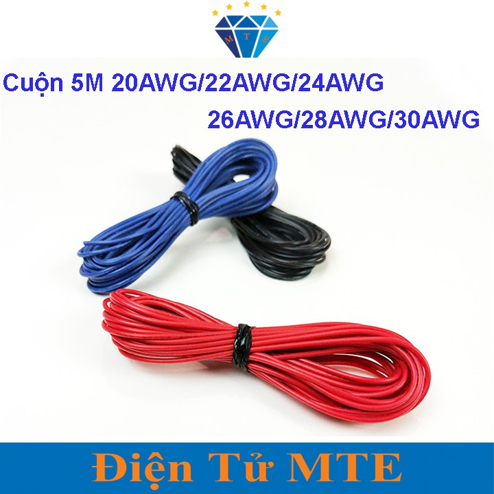 Dây điện lõi đồng mạ thiếc 20AWG - 22AWG - 24AWG - 26AWG - 28AWG - 30AWG - 1 cuộn 5m