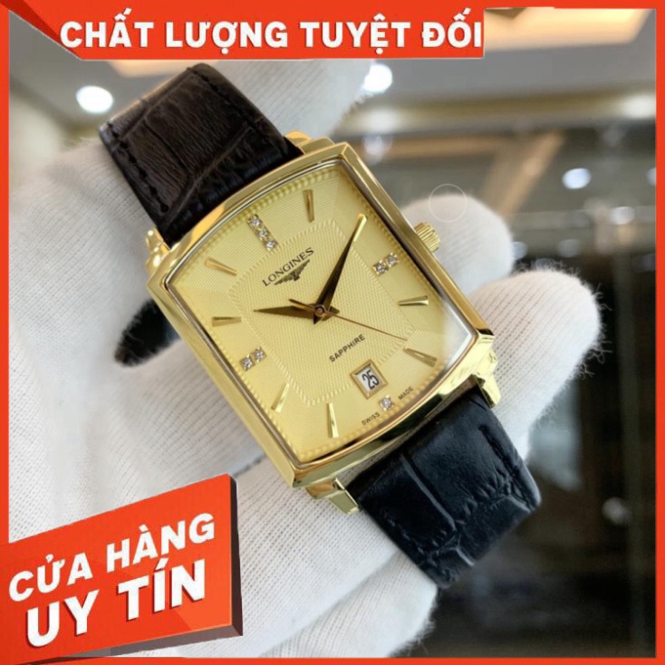 Đồng Hồ Nam longines Sapphire LG025A Case 36mm Mặt Chữ Nhật Máy Pin Nhật Chống Xước Tuyệt Đối