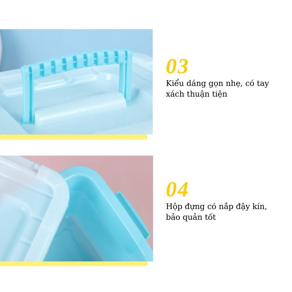 Hộp Đựng Đa Năng Lavemo Bằng Nhựa Có Nắp Đậy Để Đồ Dùng Nhà Tắm, Đồ Gia Dụng, Thực Phẩm 20x15x10cm HOP-01