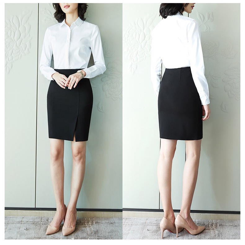 Chân váy công sở nữ lưng cao xẻ trước Chân váy bút chì cạp cao dáng ôm vải umi cao cấp co giãn 4 chiều mặc sơ mi đi làm