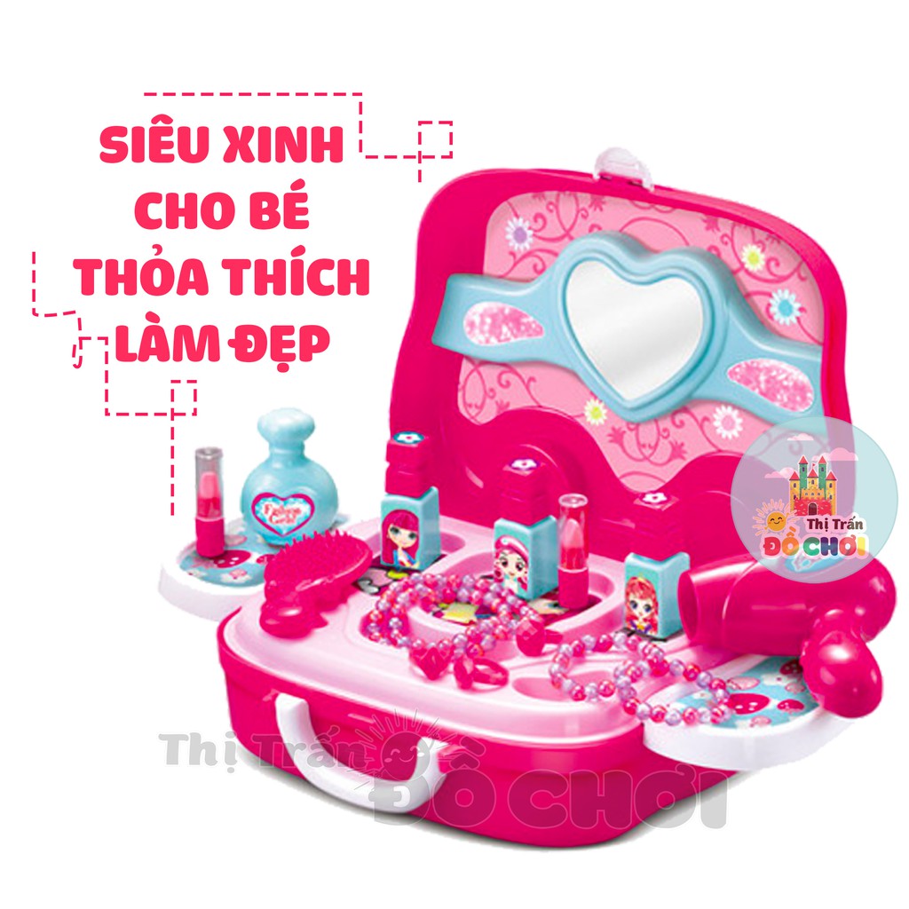 Bộ đồ chơi trang điểm cho bé gái 20 chi tiết hình chuột hồng đáng yêu WD-S37 -Thị trấn đồ chơi