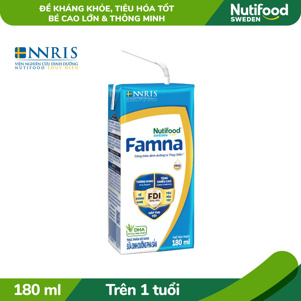 [Mã FMCGMALL -8% đơn 250K] Thùng 48 hộp Sữa Bột Pha Sẵn Famna 180ml /hộp