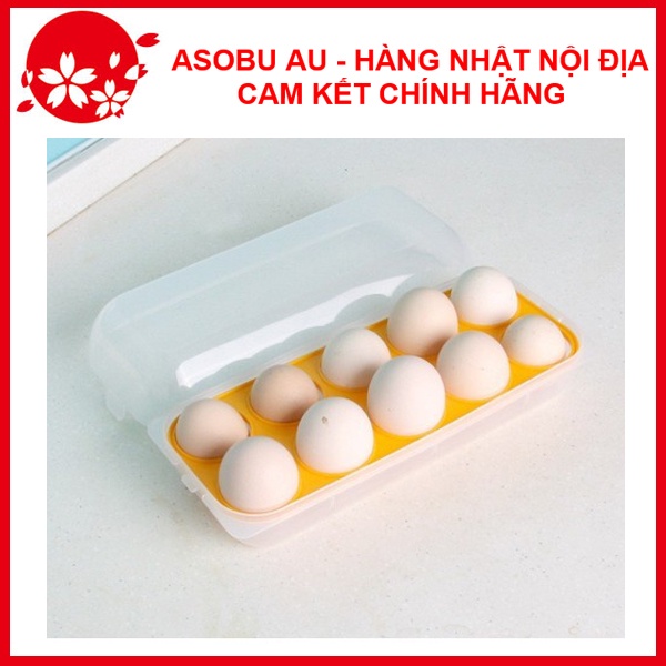 Khay đựng trứng 10 ngăn có nắp đậy bảo quản trong tủ lạnh NỘI ĐỊA NHẬT BẢN