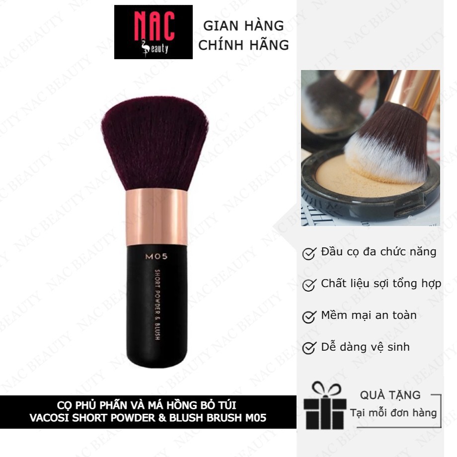 Cọ Phủ Phấn Và Má Hồng Bỏ Túi Vacosi Short Powder &amp; Blush Brush M05