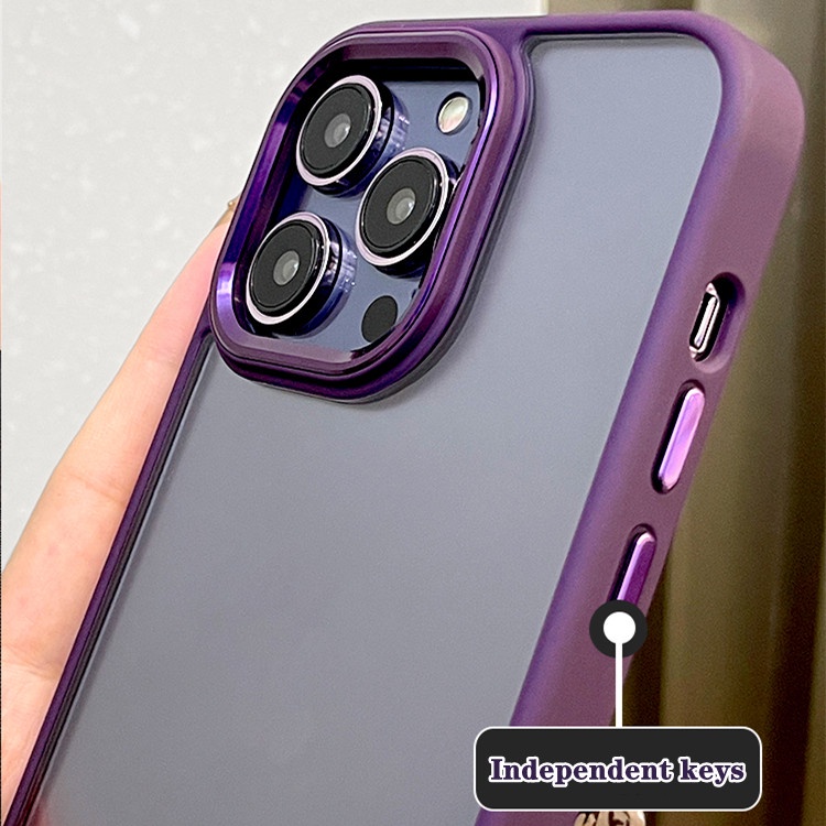 Ốp Điện Thoại Cứng Trong Suốt Viền Kim Loại Chống Sốc Cho iPhone 11 13 12 14 pro max Plus