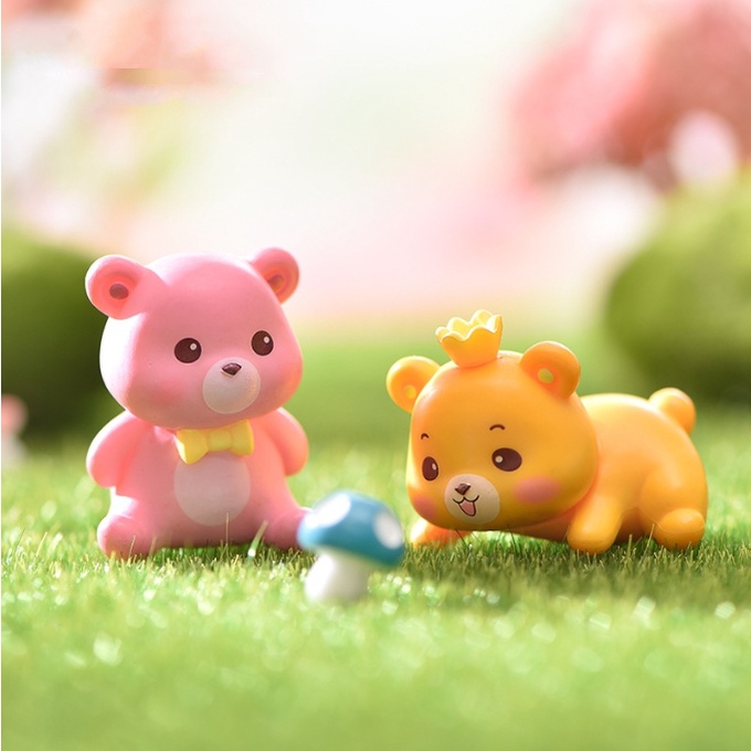 Bộ 06 gấu hồng mũm mĩm cho các bạn trang trí tiểu cảnh, làm móc khóa, DIY