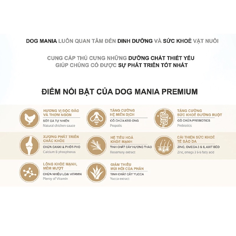 Thức ăn hạt cho chó trên 1 tuổi DOG MANIA 5kg- giảm mùi hôi của phân, nguyên liệu cao cấp