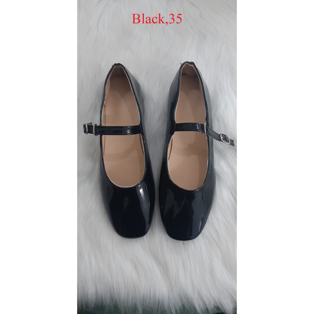 Sale 69% Giày búp bê gót vuông trơn màu phong cách retro 2019, Black,35 Giá gốc 511000đ- 42C13